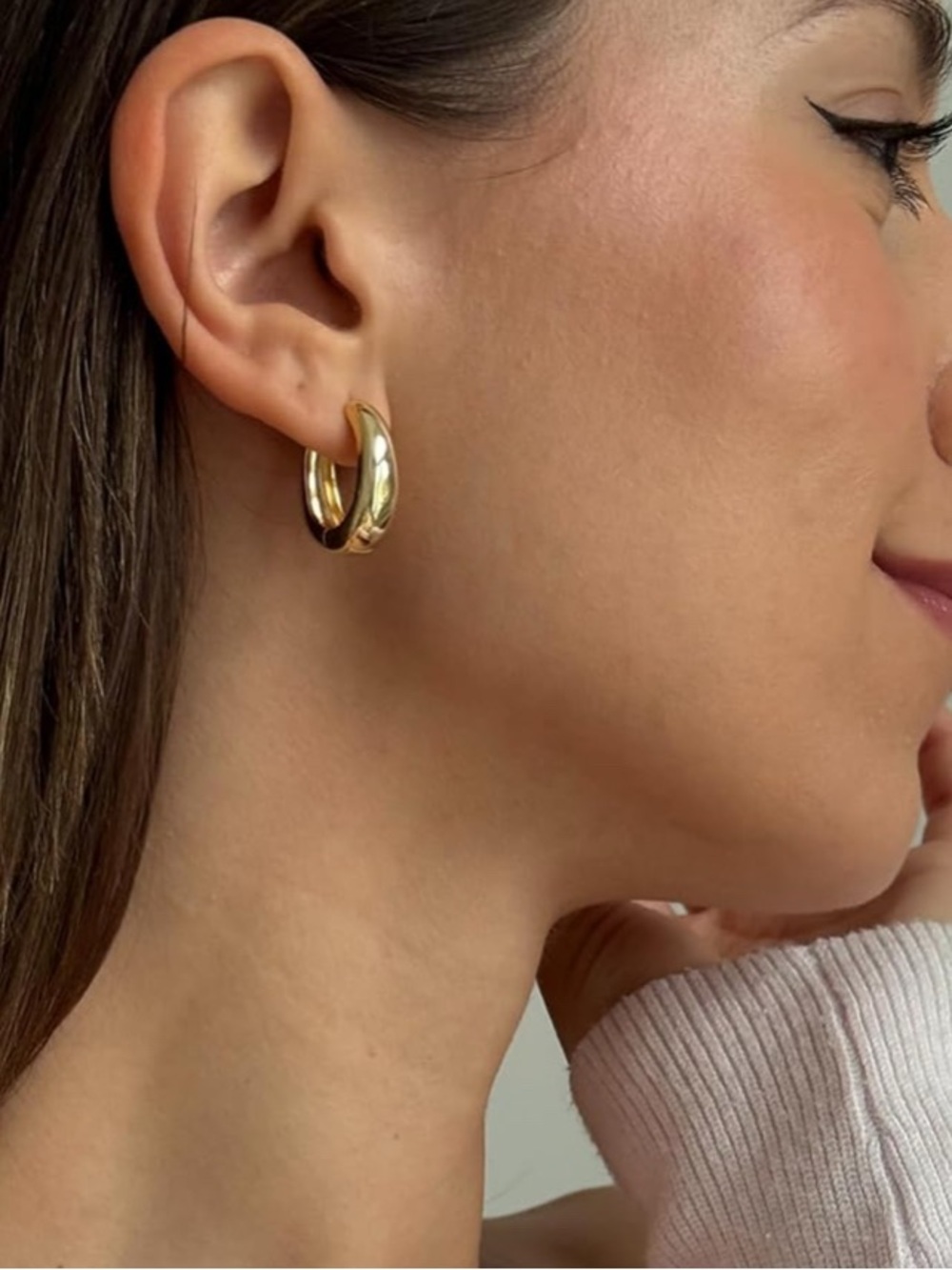 14K Gold Plated 925 Sterling Silver Hoop Earrings